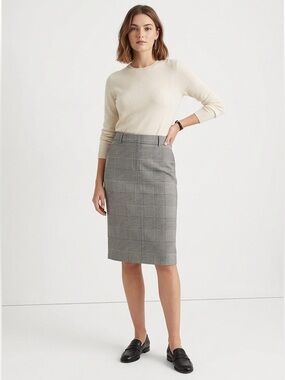 Melanie Lyne Houndstooth Pencil Skirt Black and White Size 10 Preppy Academia